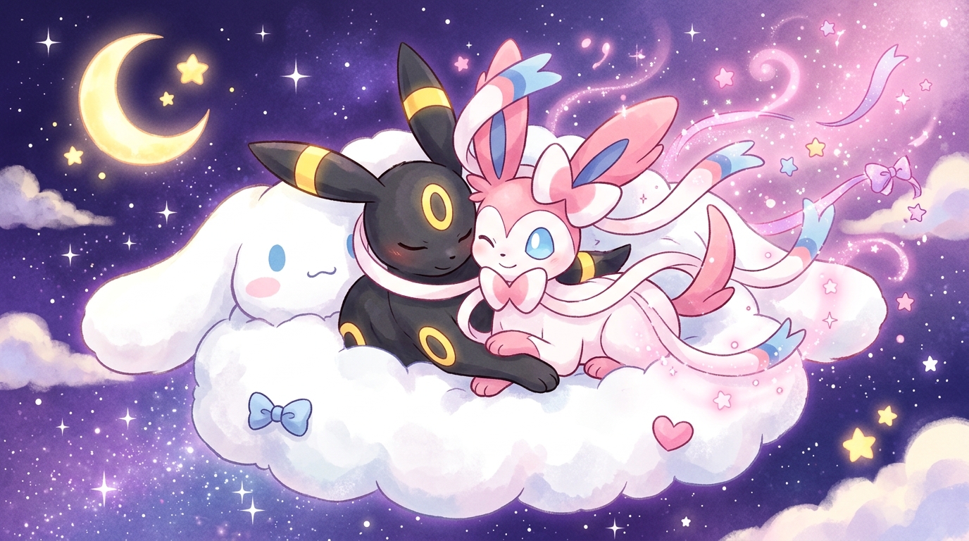 Umbreon & Sylveon Cloud Romance